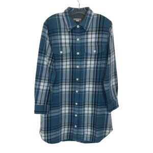 NWT Outerknown Womens Size Medium Organic Cotton Plaid Blanket Shirt Dress NEW